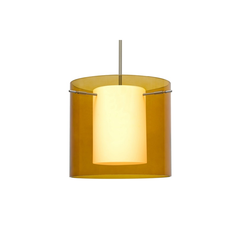 Besa 1TT-G18407-SN Pahu One Light Pendant Satin Nickel