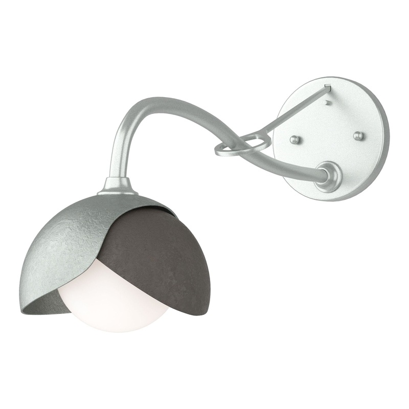 Brooklyn 1-Light Double Shade Long-Arm Sconce Vintage Platinum Dark Smoke