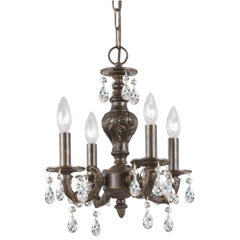 Crystorama 5024-VB-CL-SAQ Paris Market Four Light Mini Chandelier Venetian Bronze