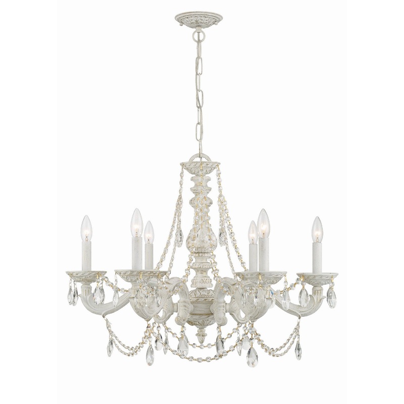 Crystorama 5026-AW-CL-MWP Paris Market Six Light Chandelier Antique White