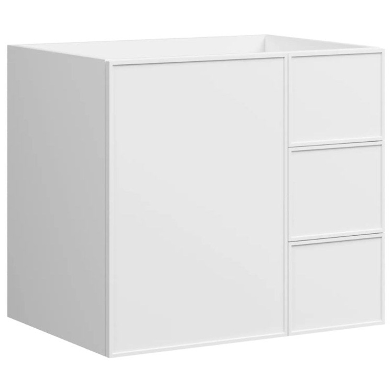 Freestanding Vanity Natick 30 Inch Center Bowl Drawer on Right White Satin 1 Doors Thin Line Shaker