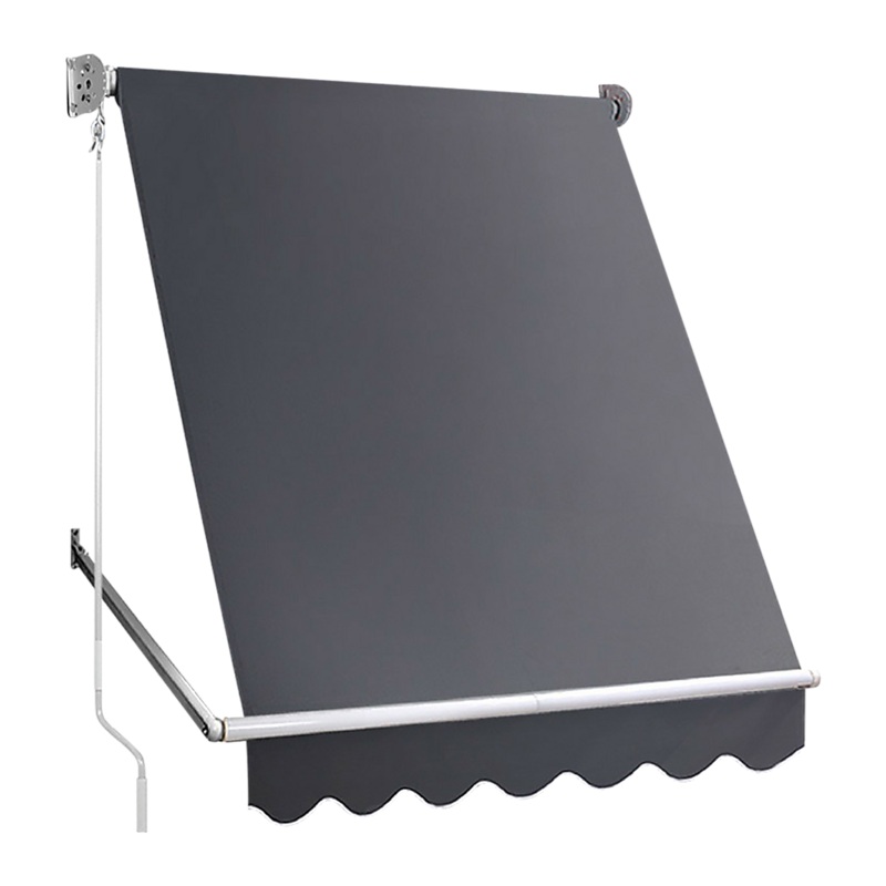 Retractable Fixed Pivot Arm Window Awning Patio Garden Blinds 2.4m x 2.1m Grey