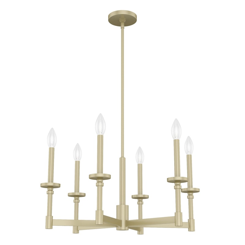 Six Light Chandelier from the Briargrove Collection in Modern Brass Finish by Hunter