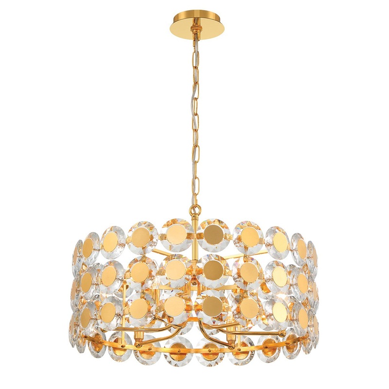 Six Light Pendant from the Perrene Collection in Gold Finish by Eurofase