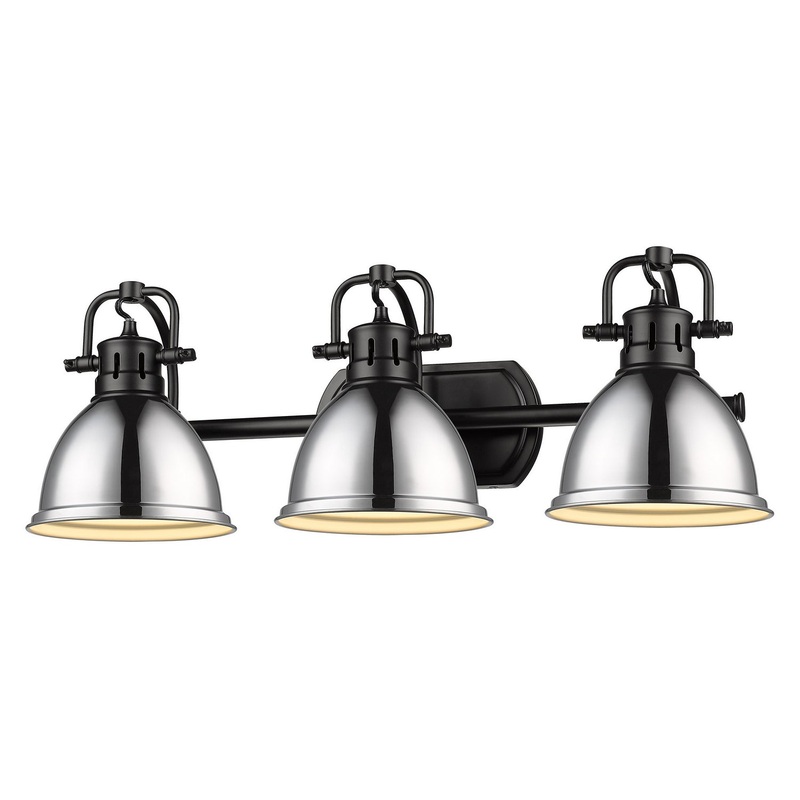 Three Light Vanity from the Duncan Collection in Matte Black Finish by Golden
