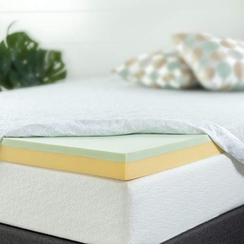 ZINUS Coprimaterasso in memory foam al t verde | 140 x 190 cm | OEKO-TEX | Per materassi, letti e divani