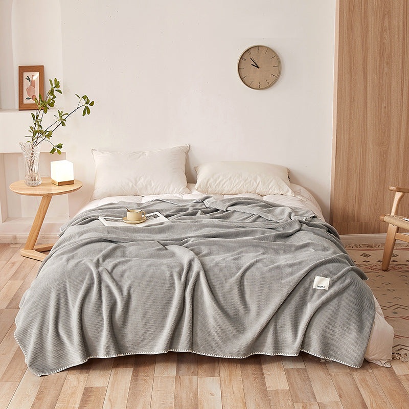 200*230CM Grey Ultra-Soft Dual-Sided Waffle & Plush Fleece Blanket – Large Cozy Throw for Bed & Sofa