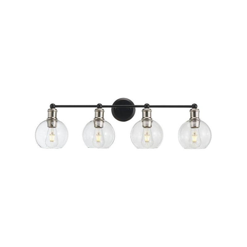 Ash 4-Light Vanity Wall Light Black/Brushed Nickel