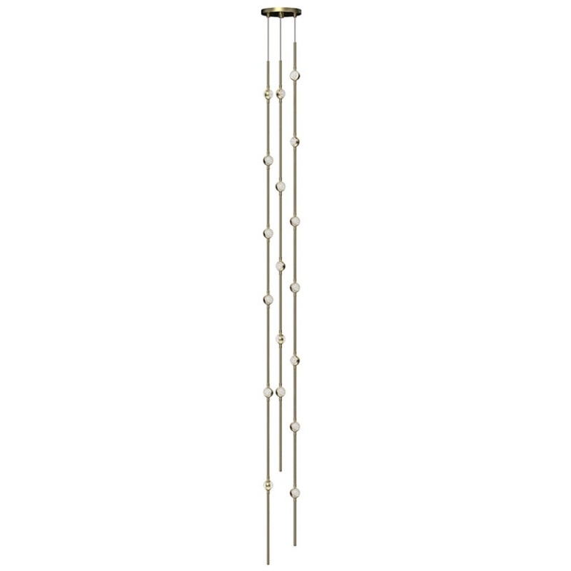 Constellation Andromeda Tall 6″ Round LED Pendant Satin Brass with Clear Faceted Acrylic 3000K 10′ Adjustable Cord