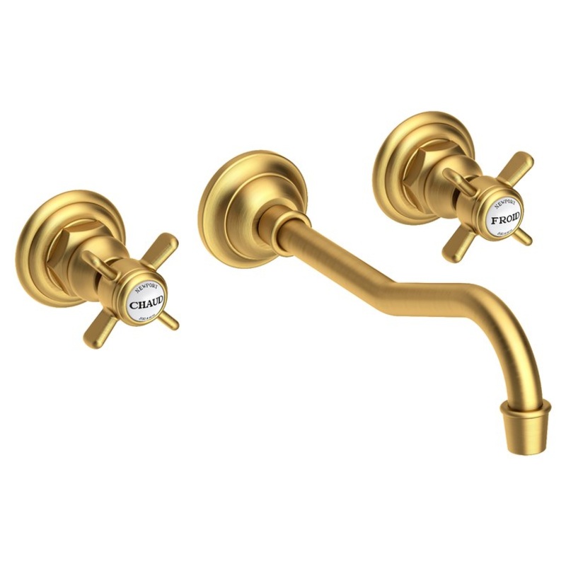 Fairfield Two Handle Wall-Mount Bathroom Faucet – Satin Bronze PVD