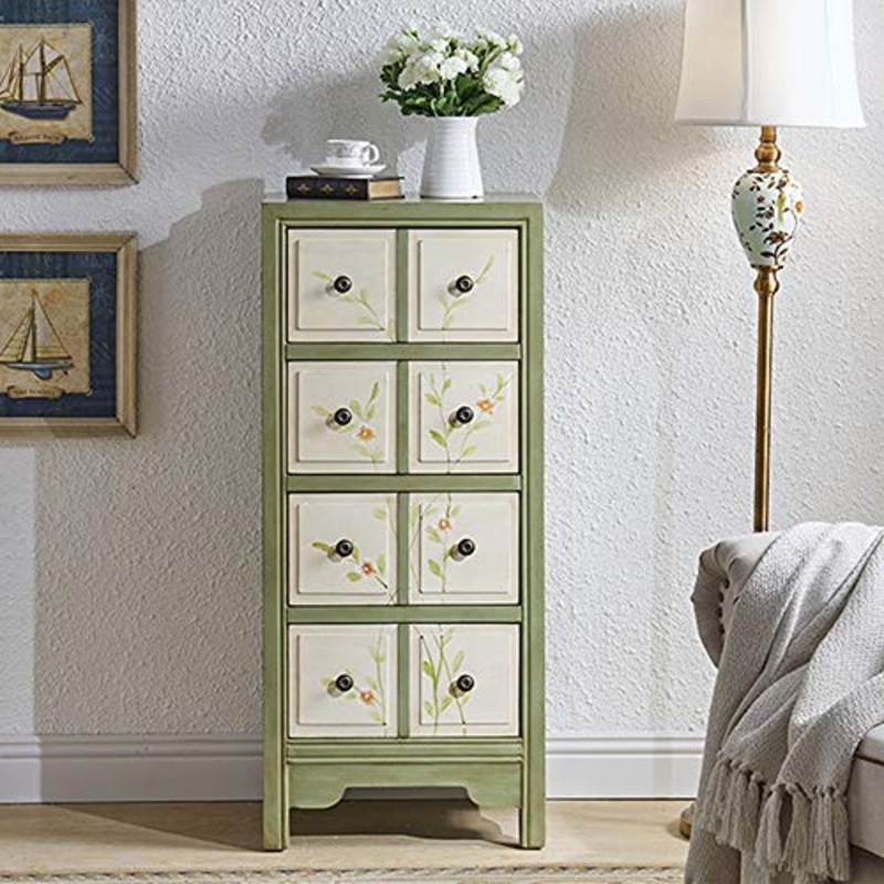 Heqianqian Cassettiera A Credenza di Legno Solido cassetto Governo di immagazzinaggio Entrata Bagagli Tre retr Cassettiere for Camera Mobili per Camera da Letto (Color : Green, Size : 48x35x101cm)
