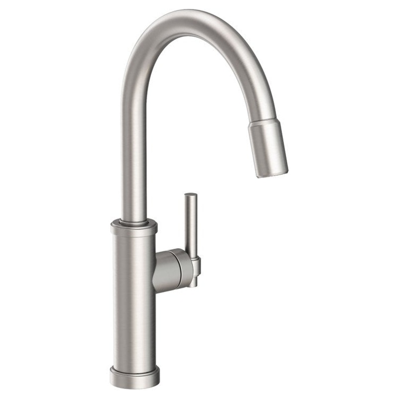 Kitchen Faucet Seager 1 Lever ADA Stainless Steel PVD Pull Down Spout Height 10-4/5 Inch 1.8 Gallons per Minute