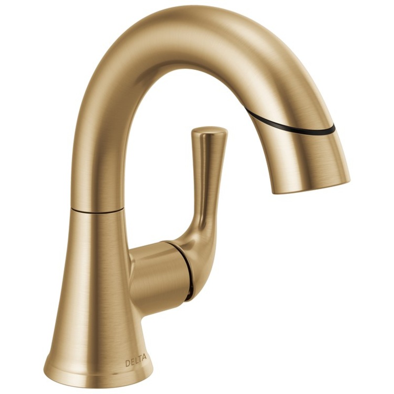 Lavatory Faucet Kayra with Deck Plate 1 Lever ADA WaterSense Brilliance Champagne Bronze 1.2 Gallons per Minute Metal Pop-Up 1/3 Hole