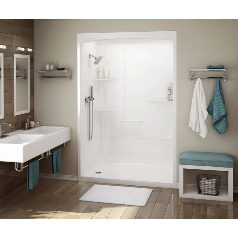 MAAX 107002-RC-000-001 ALLIA SHR-6034 Acrylic Alcove Center Drain One-Piece Shower in White