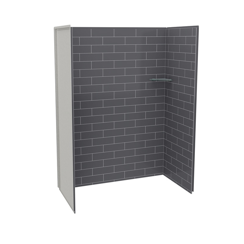 MAAX 107456-301-019 Utile 6032 Composite Direct-to-Stud Three-Piece Alcove Shower Wall Kit in Metro Thunder Grey