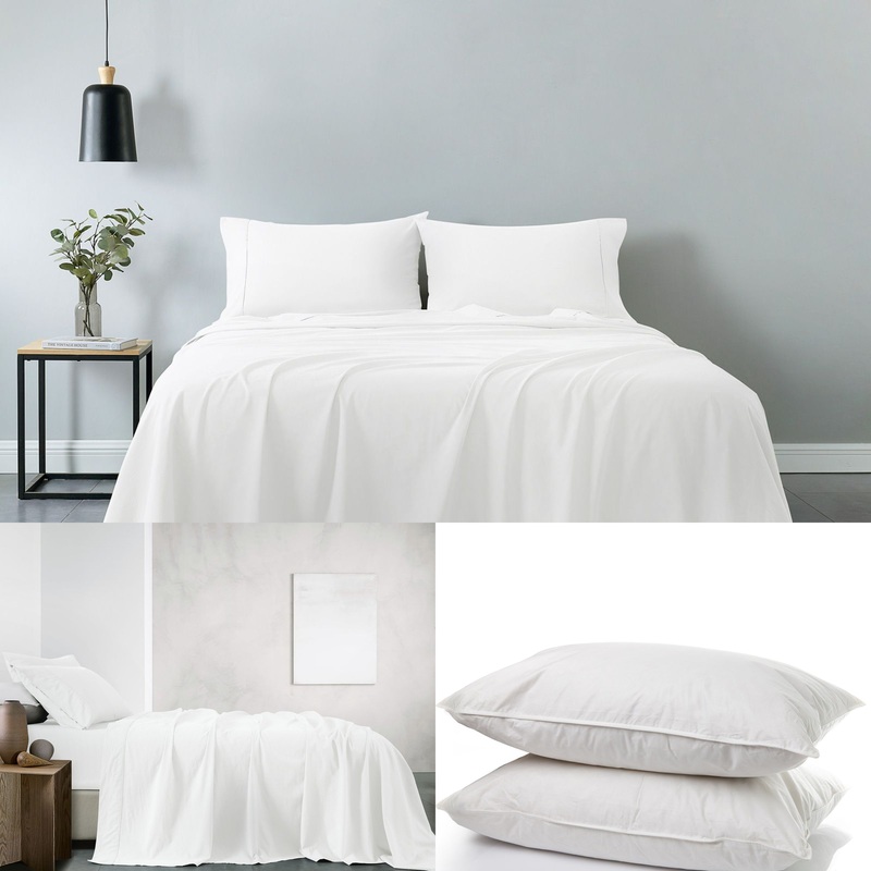 Royal Comfort 100% Cotton Vintage Sheet Set And 2 Duck Feather Down Pillows Set – King – White