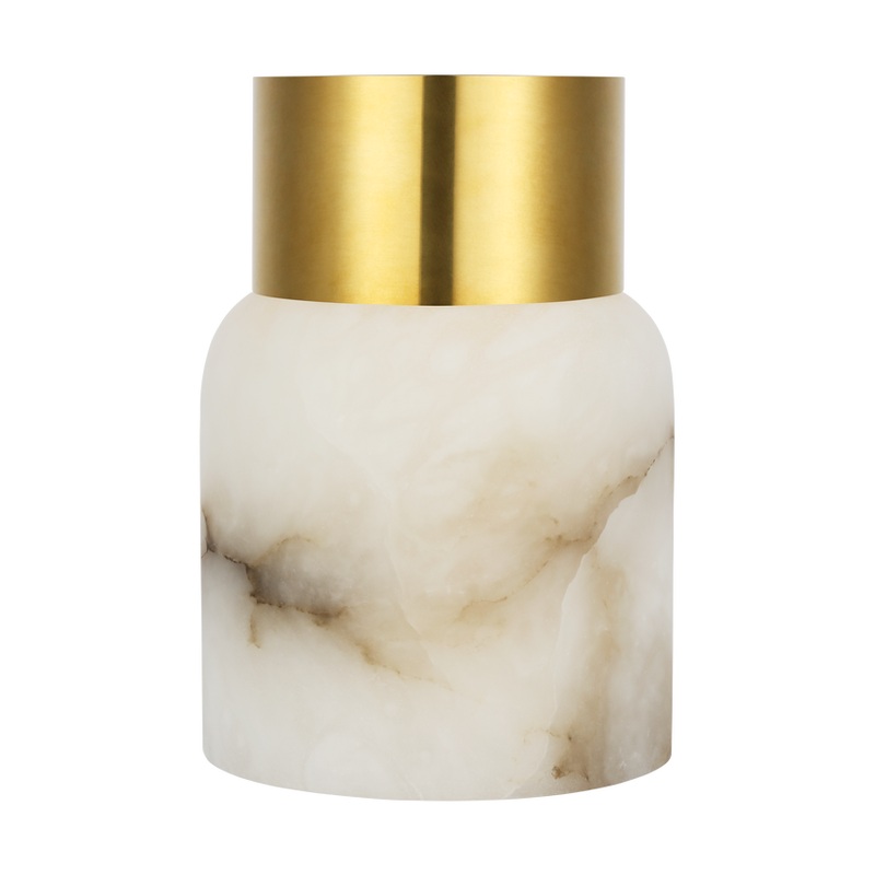 Caspe Alabaster 7 Rechargeable Table Lamp Hand Rubbed Antique Brass
