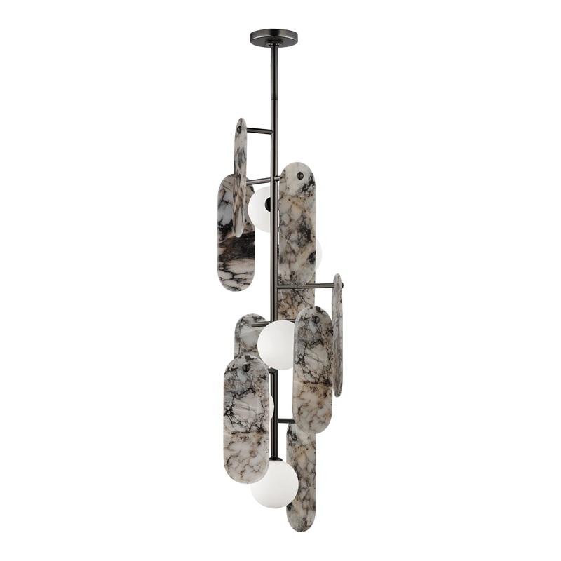 Megalith 5-Light Vertical LED Pendant Gunmetal Striae Arya
