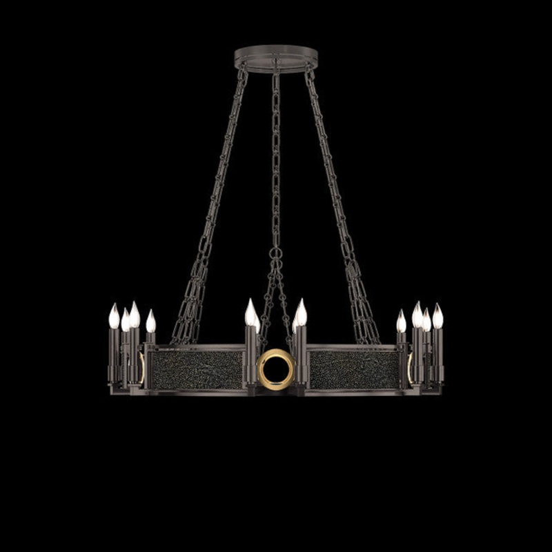 Mirage 35.75″W Round Chandelier Midnight Steel/Brass/Black Knight