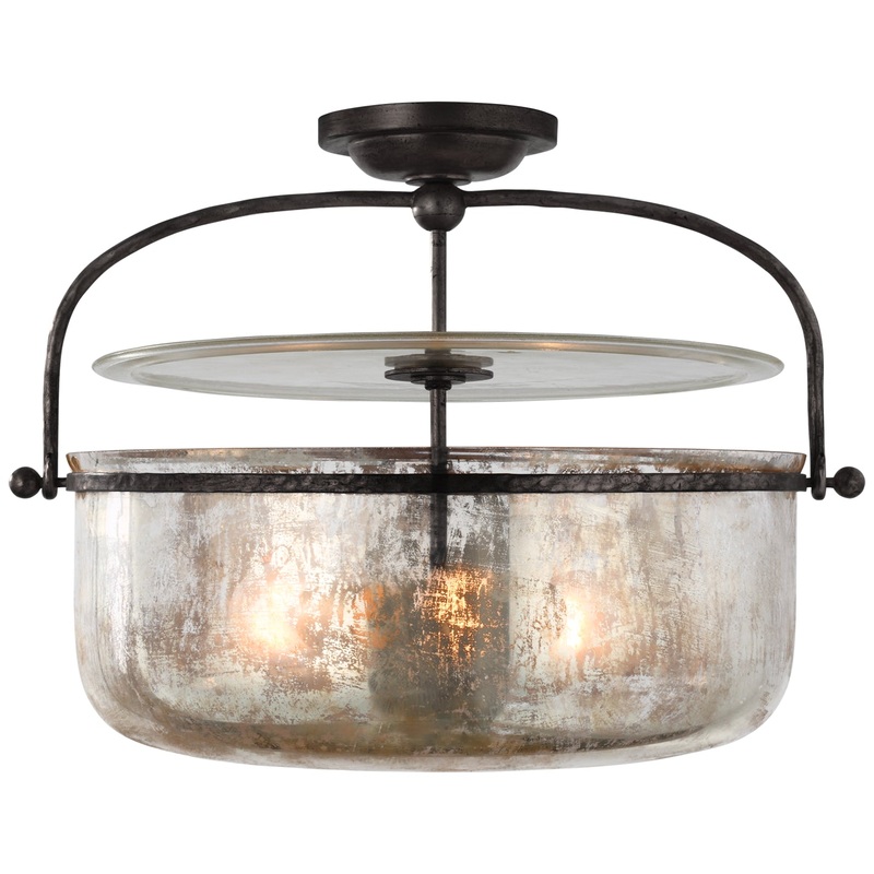 Three Light Lantern from the Lorford Collection in Aged Iron Finish by Visual Comfort Signature
