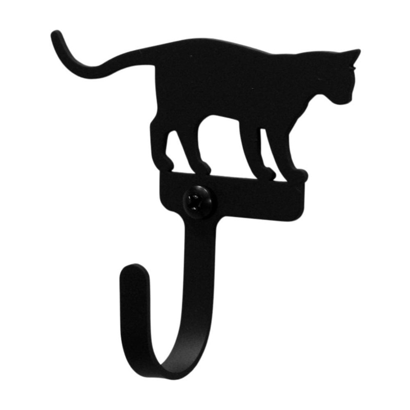 Village Wrought Iron WH-247-S Cat at Play Wall Hook Small
