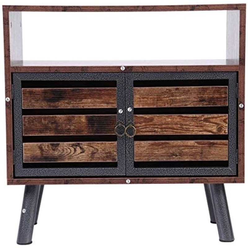XuanYue Tavolino, 60x30x60cm, Industriale 2 Ripiani Comodino con Ripiano Aperto e Scomparto di Organizzazione, per Soggioro, Camera da Letto, Industriale, Marrone Vintage e Nero