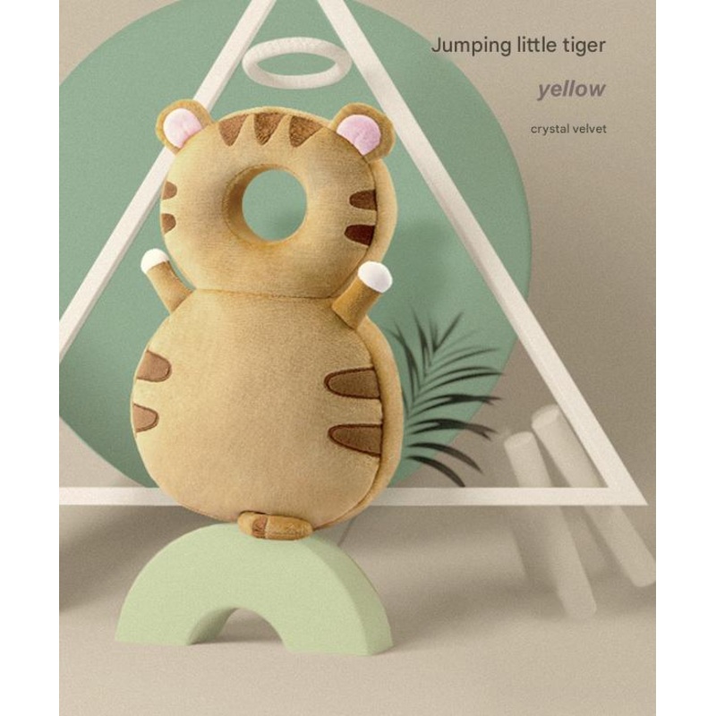 Adorable Baby Head Protector Backpack Cushion – Anti-Fall Toddler Safety Pad with Adjustable Straps(Yellow Tiger)
