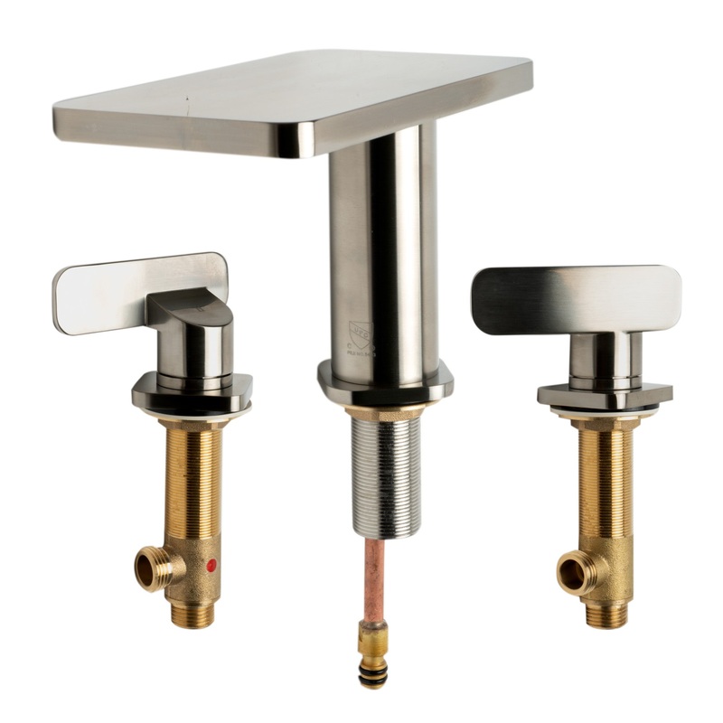 ALFI brand AB1884-BN Brushed Nickel Two-Handle 8″ Widespread Bathroom Faucet