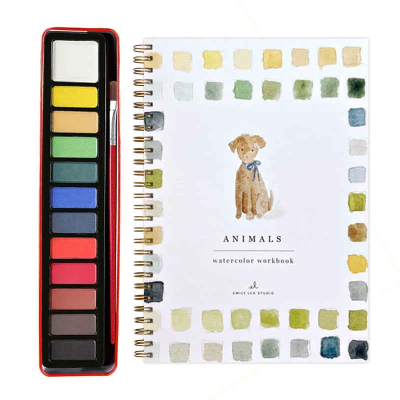 Animals 2-Pack Watercolor Painting Set – Premium Bird-Themed Coloring Books with Watercolor Paints (22.86×16.51cm) – Artist-Grade Workbook Kit