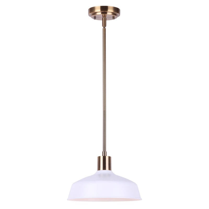 Canarm IPL1055A01GDW Bellow One Light Pendant Gold And White