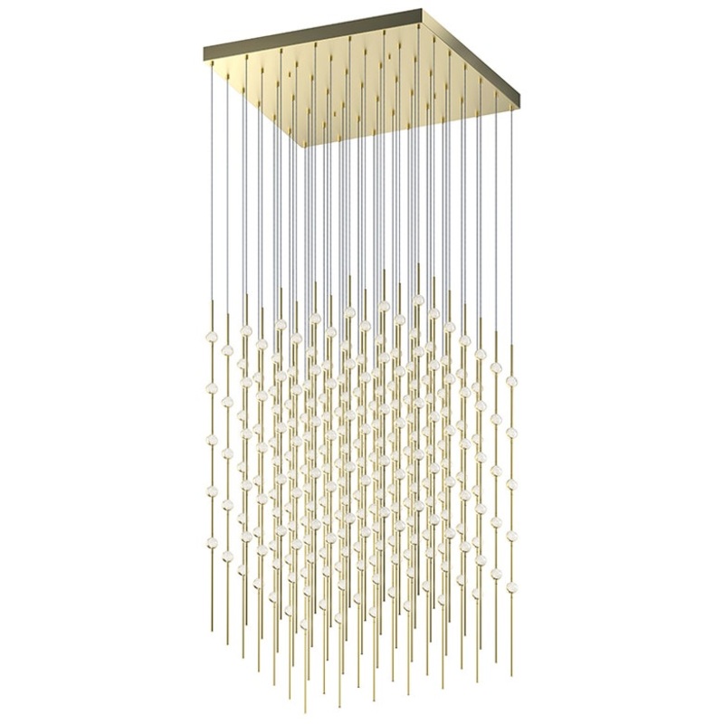 Constellation Cosmic Cube 30″ LED Pendant Satin Brass with Clear Faceted Acrylic 3000K 10′ Adjustable Cord