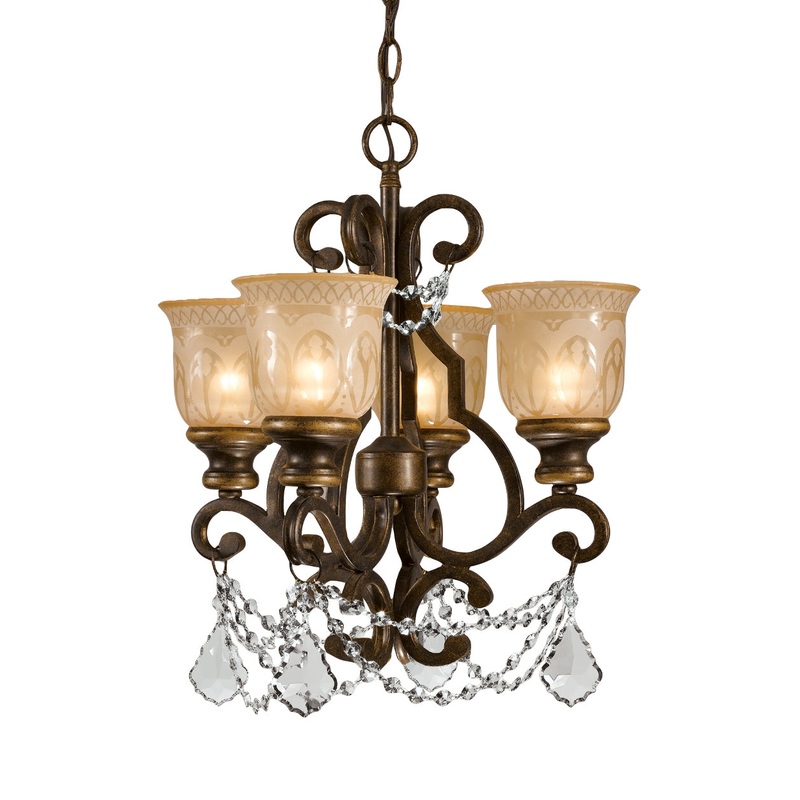 Crystorama 7504-BU-CL-SAQ Norwalk Four Light Mini Chandelier Bronze Umber