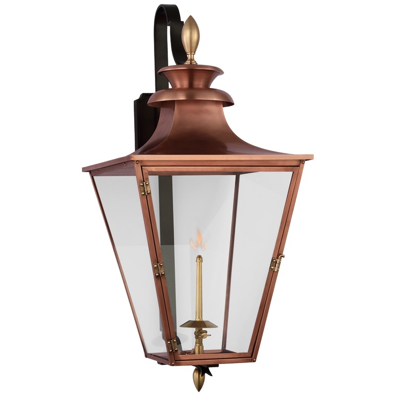 Gas Wall Lantern from the Albermarle Gas Collection in Soft Copper And Brass Finish by Visual Comfort Signature