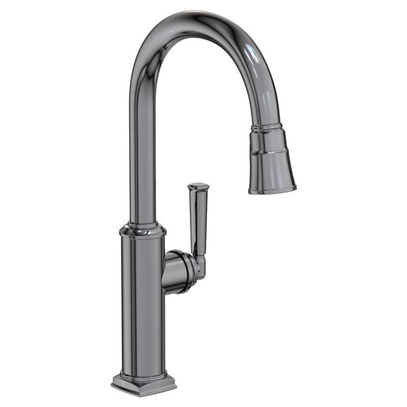 Kitchen Faucet Zemora 1 Lever ADA Midnight Chrome Pull Down Spout Height 10-4/9 Inch 1.8 Gallons per Minute