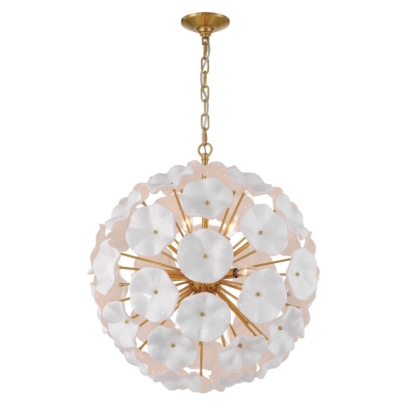 Nine Light Pendant from the Esme Collection in Aged Brass Finish by Crystorama