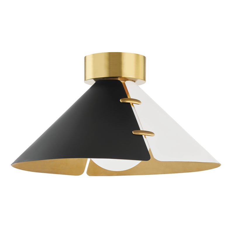 One Light Flush Mount from the Split Collection in Aged Brass Finish by Hudson Valley