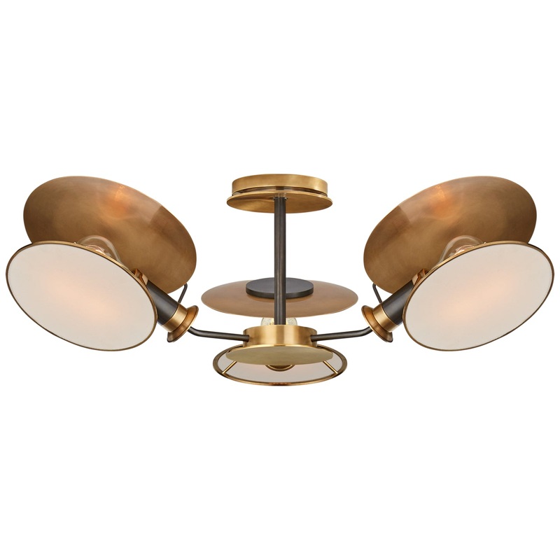 Three Light Semi-Flush Mount from the Osiris Collection in Bronze With Antique Brass Finish by Visual Comfort Signature