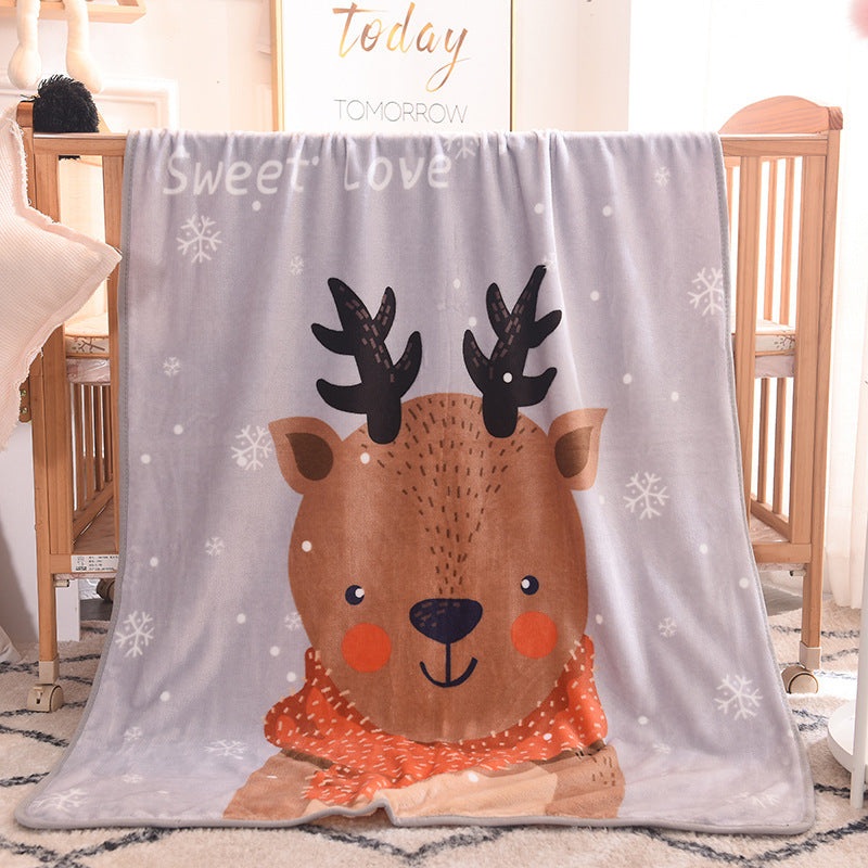 Ultra-Soft Kids Plush Fleece Blanket – Cozy Cartoon Animal Throw for All Seasons (Fawn)