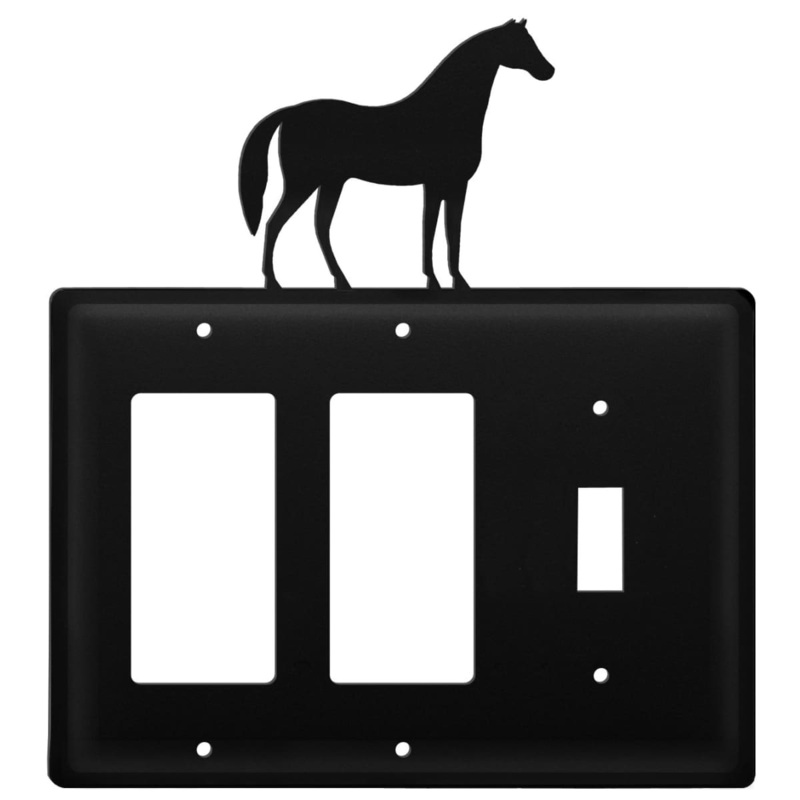 Village Wrought Iron EGGS-68 Triple Horse Double GFI and Single Switch Cover CUSTOM Product