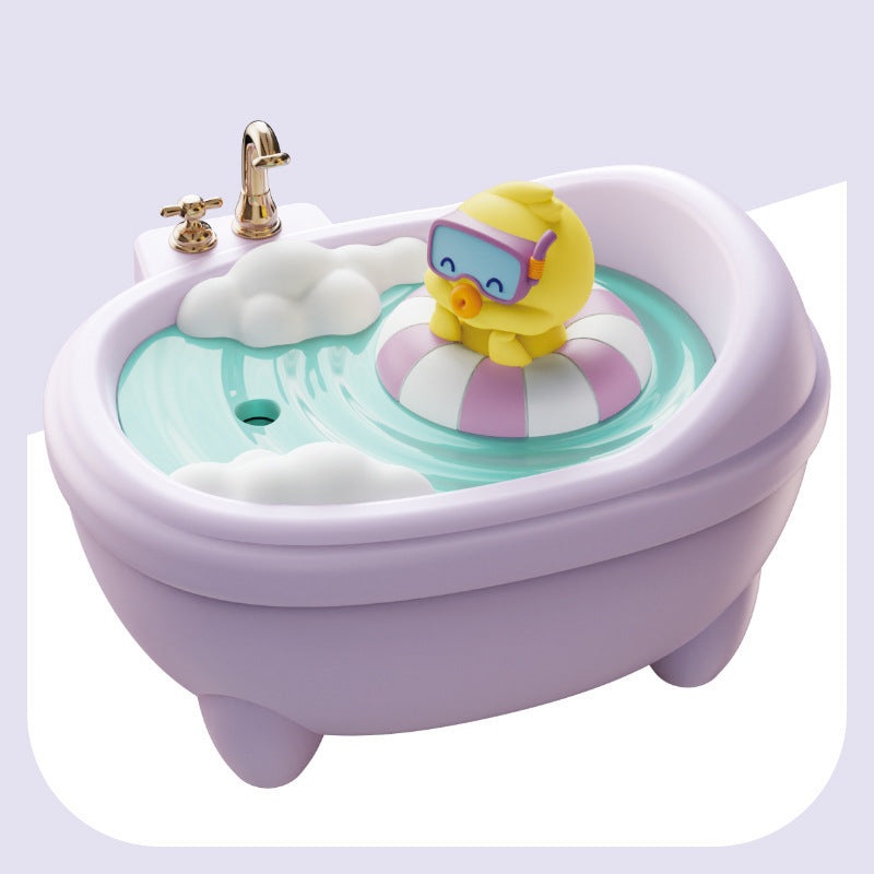 Adorable Bathtub Humidifier with Colorful Night Light – USB-C, 340ml, Auto Shut-Off(Purple Duck)
