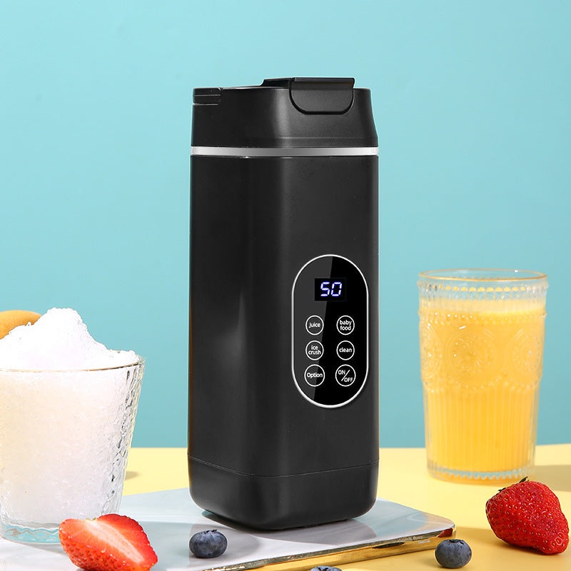 Black Rechargeable Travel Blender Cup – 12 Blades, Digital Display, Self-Cleaning