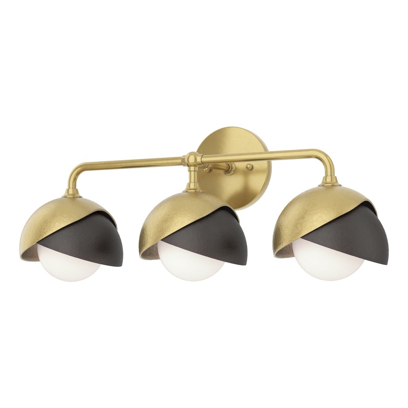 Brooklyn 3-Light Double Shade Bath Sconce Modern Brass Oil Rubbed Bronze