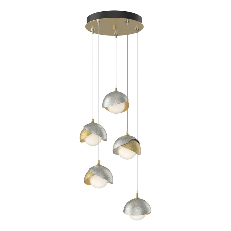 Brooklyn 5-Light Double Shade Pendant Modern Brass Sterling