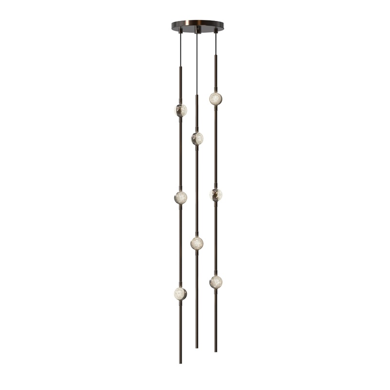Constellation Andromeda Short 6″ Round LED Pendant Espresso Black with Clear Faceted Acrylic 3000K 10′ Adjustable Cord