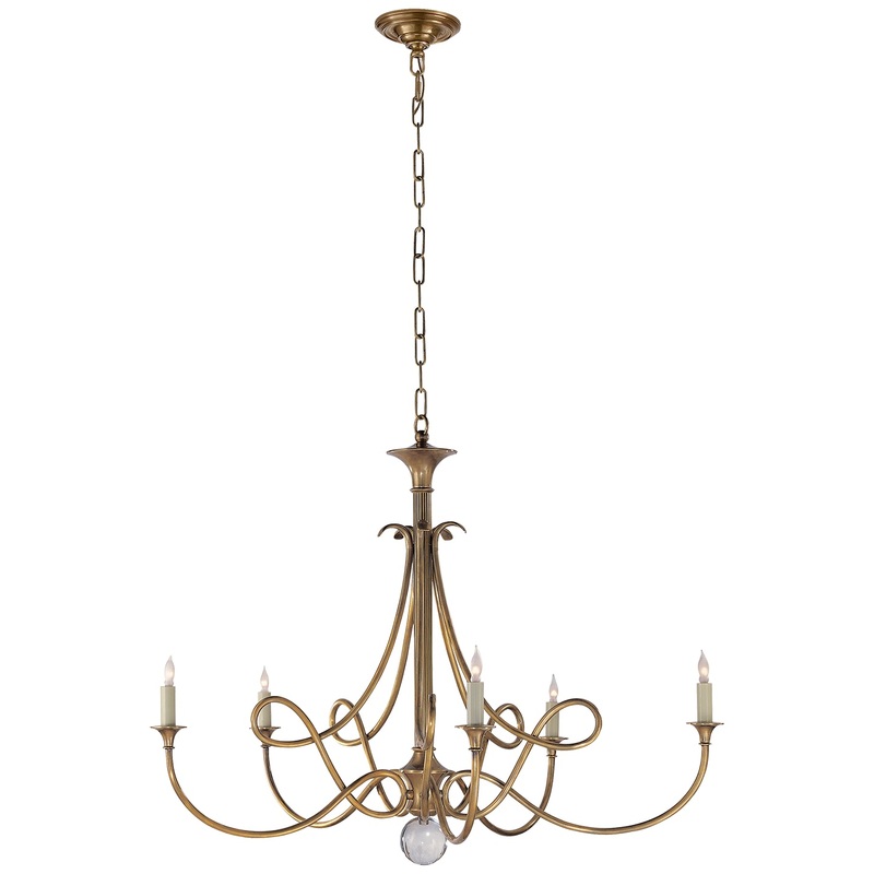 Five Light Chandelier from the Double Twist Collection in Hand-Rubbed Antique Brass Finish by Visual Comfort Signature