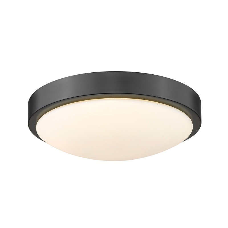 Gabi 10″ Flush Mount in Matte Black with Opal Glass