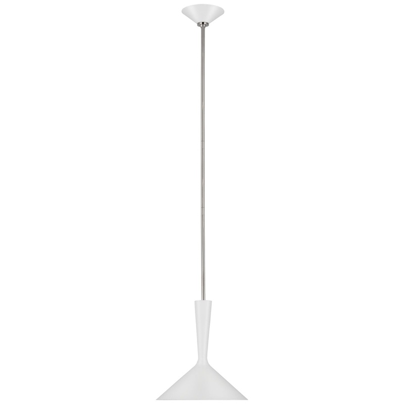 LED Pendant from the Rosetta Collection in Matte White And Polished Nickel Finish by Visual Comfort Signature