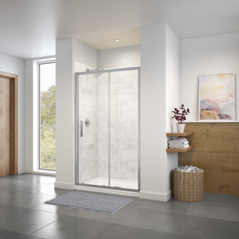 MAAX 135241-900-084-000 Connect 43 -45 x 72 in. 6mm Sliding Shower Door for Alcove Installation with Clear glass in Chrome