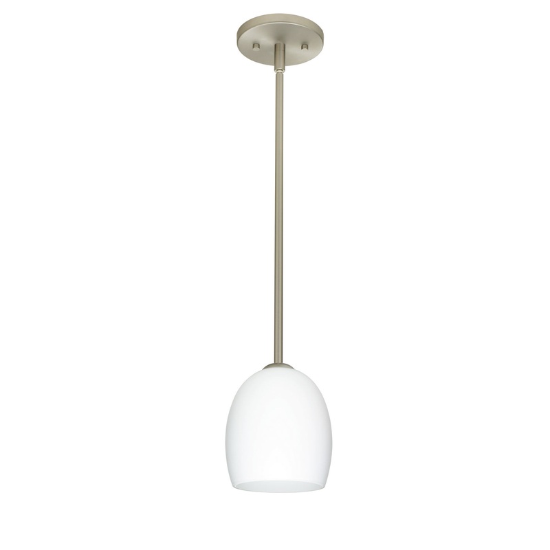 One Light Pendant from the Lucia Collection in Satin Nickel Finish by Besa