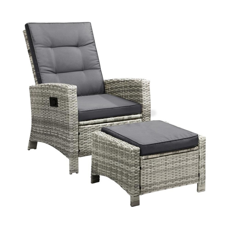 Recliner Chairs Sun lounge Wicker Sofa Grey